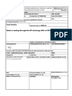 Fault Details:: Water Is Leaking Through The HP Discharge ARC of HP/IP BFP-A