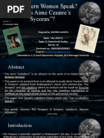 Can Subaltern Women Speak Where Is Aime Cesaire S Sycorax Pdf The Tempest