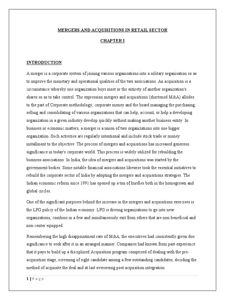 Mergers & Acquisitions in Indian Retail | PDF | Mergers And ...