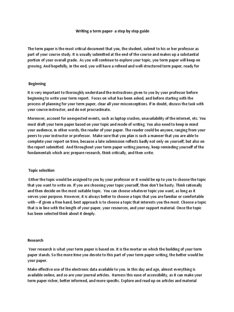 Term Paper Writing Guide | PDF | Communication | Cognition