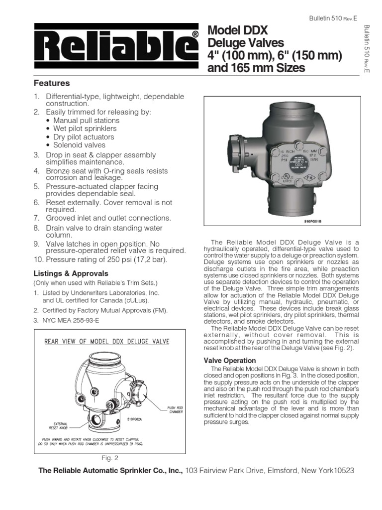 Reliable Model DDX Deluge Valve Guide | PDF | Fire Sprinkler System ...