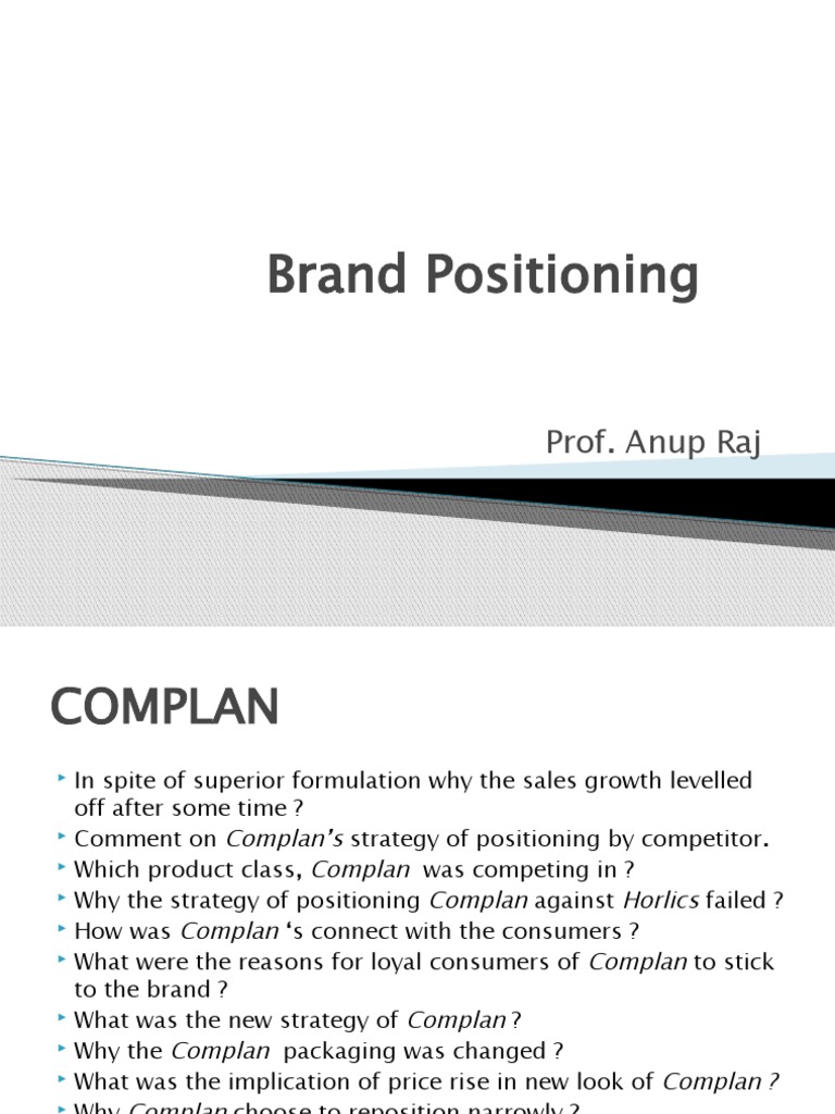 Anatomy of Complan's Positioning Strategy | PDF | Market Segmentation ...