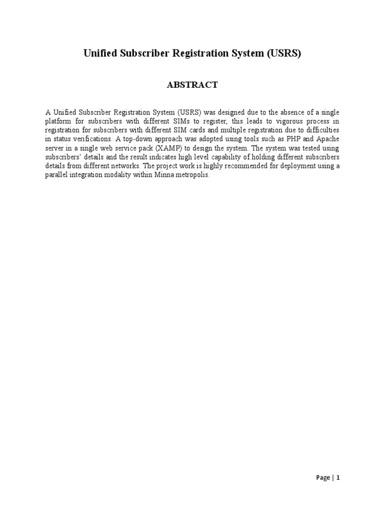 Unified Subscriber Registration System | PDF | Mobile Phones | Web ...