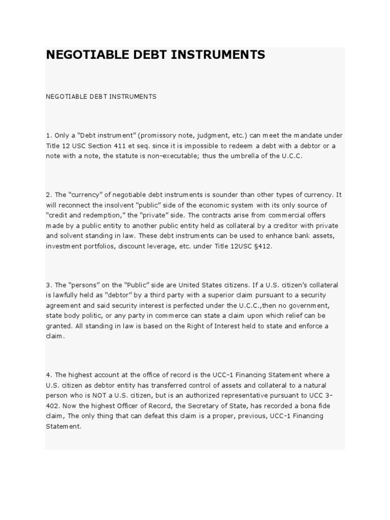 Understanding Negotiable Debt Instruments | PDF | Security Interest ...