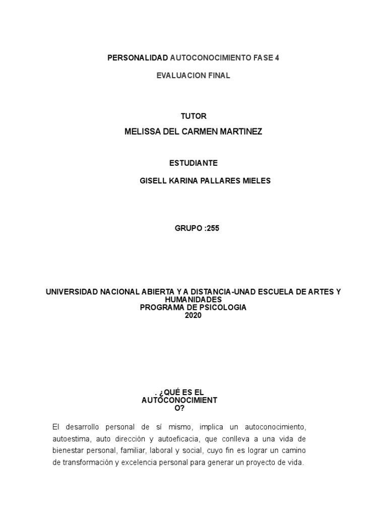 Autoconocimiento y Desarrollo Personal | PDF | Autoeficacia ...