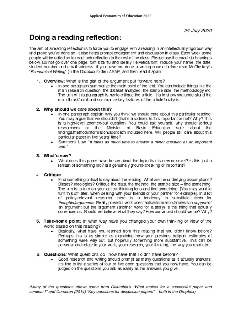Doing A Reading Reflection | PDF | Cognition | Epistemology