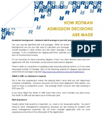 How Rotman Admission Decisions Are Made: Academic Background - Minimum Mid-B Average in Your Last Year (Or Equivalent)