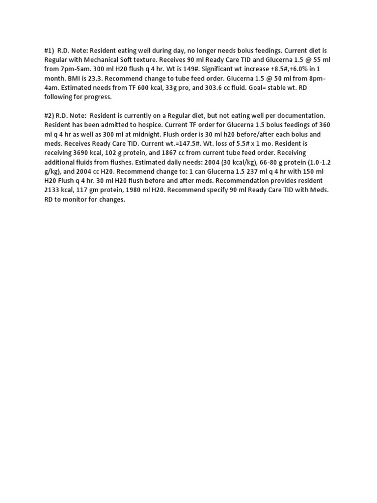 Tube Feed Charting Examples PDF