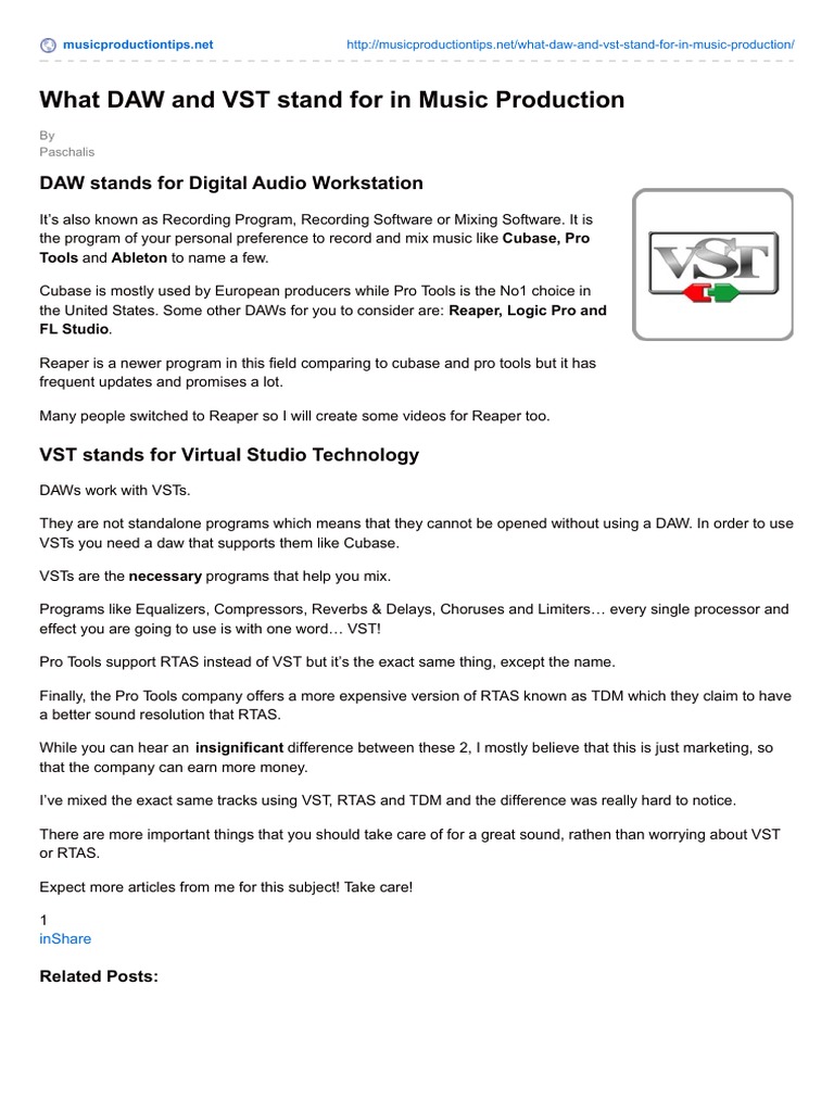 What DAW and VST Stand For in Music Production PDF
