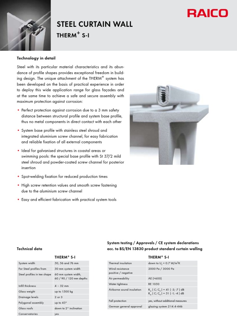 Steel Curtain Wall System Overview | PDF | Screw | Building Engineering