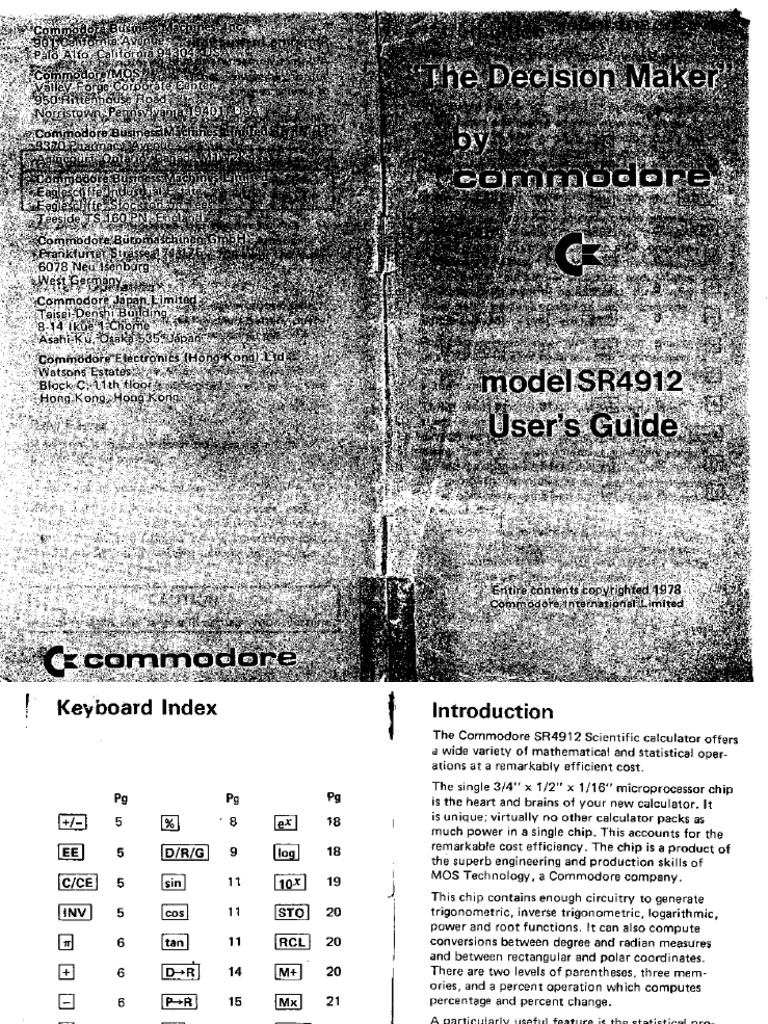 Commodore SR4912 Instructions | PDF