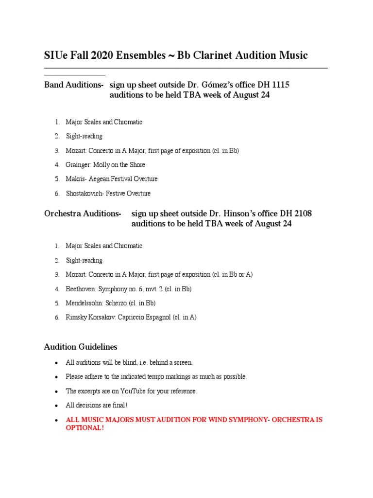 Siue Fall 2020 Ensembles BB Audition Music PDF