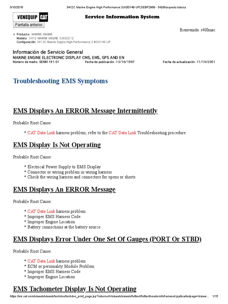 Cat Data Link3412c Marine Engine High Performance 3JK00146UP