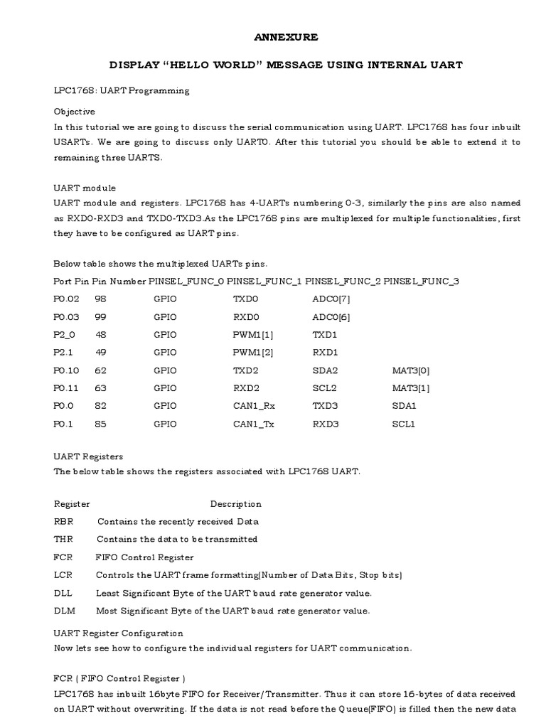 LPC1768 UART Example Tutorial | PDF | Electric Motor | Electromagnetism