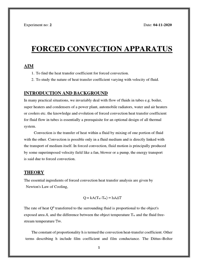Forced Convection Heat Transfer Experiment | PDF | Heat Transfer ...