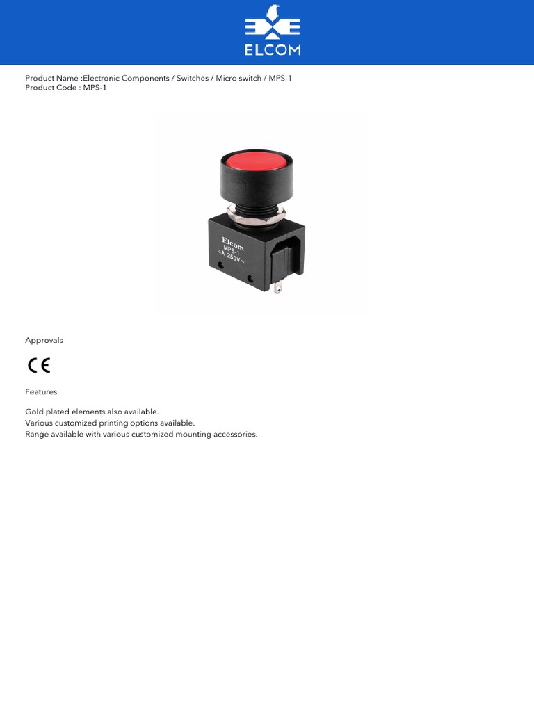 Product Name:Electronic Components / Switches / Micro Switch / MPS-1 ...