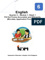 English: Quarter 2 - Module 1-Week 1 Fill Out Forms Accurately and Efficiently (Bio-Data, Application Forms, Etc.)