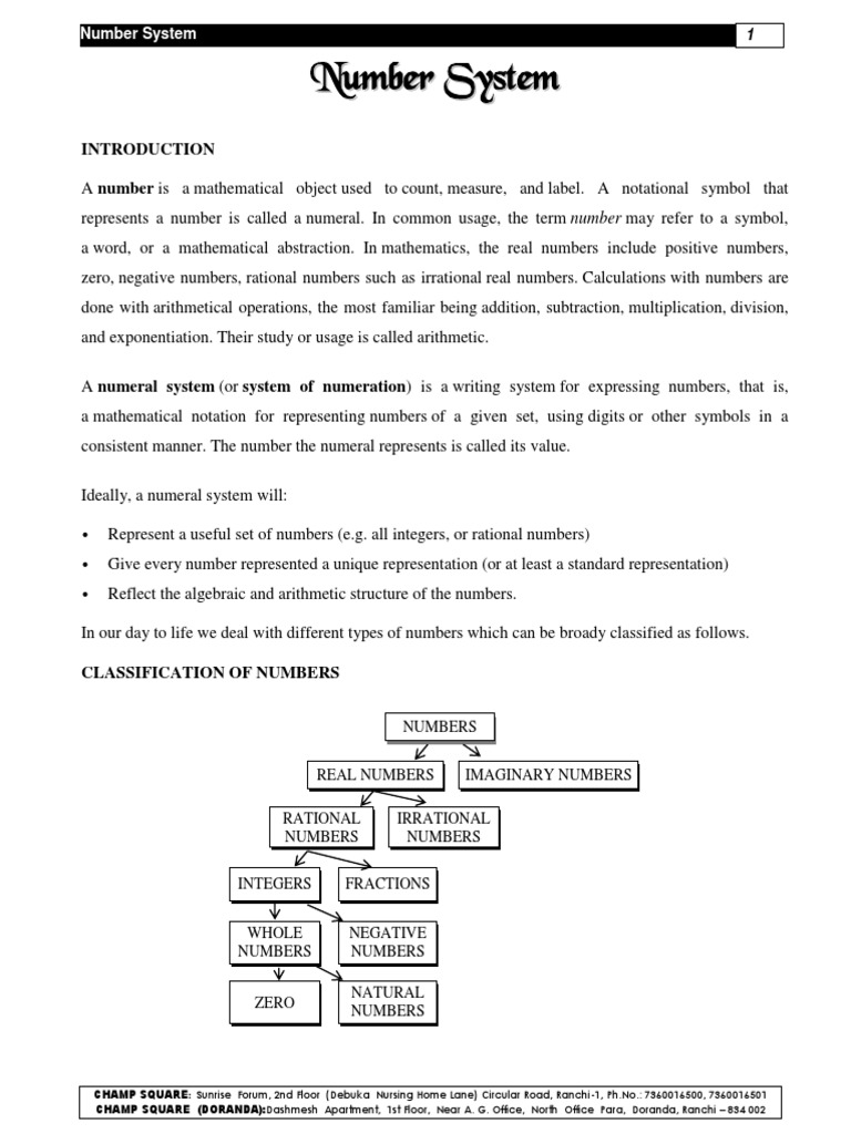 1 Number System | PDF | Numbers | Real Number