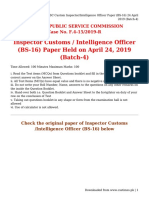 FPSC Custom Inspector_Intelligence Officer Paper (BS-16) 24 April 2019 (Batch-4)