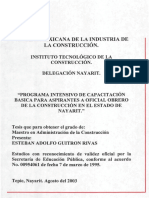 Programa de capacitación básica para aspirantes a oficial obrero de construcción en Nayarit