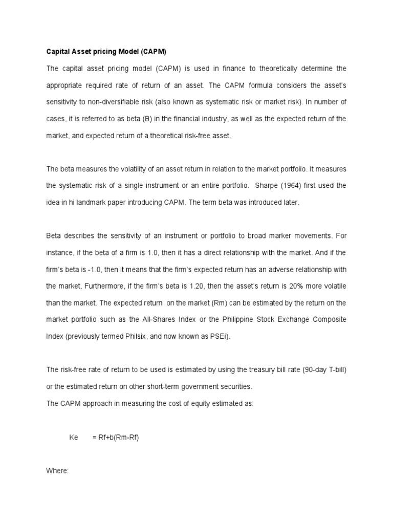 Understanding CAPM and Beta Calculation | PDF | Capital Asset Pricing ...