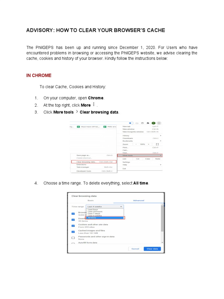 Clear Browser Cache for PhilGEPS | PDF | Computers