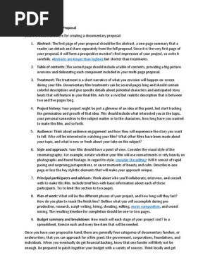 Parts of a Documentary Proposal