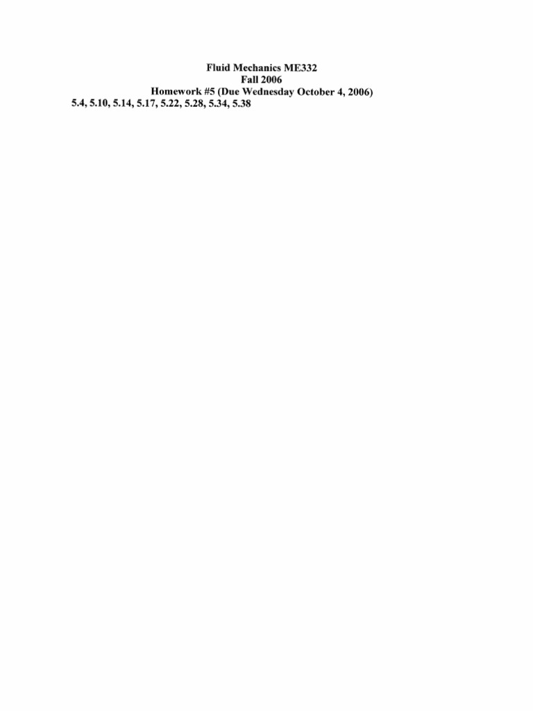 Fluid Mechanics Homework Solutions PDF