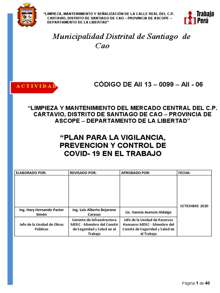 Plan Covid Mercado Corregido | PDF | Agua | Lavado de manos