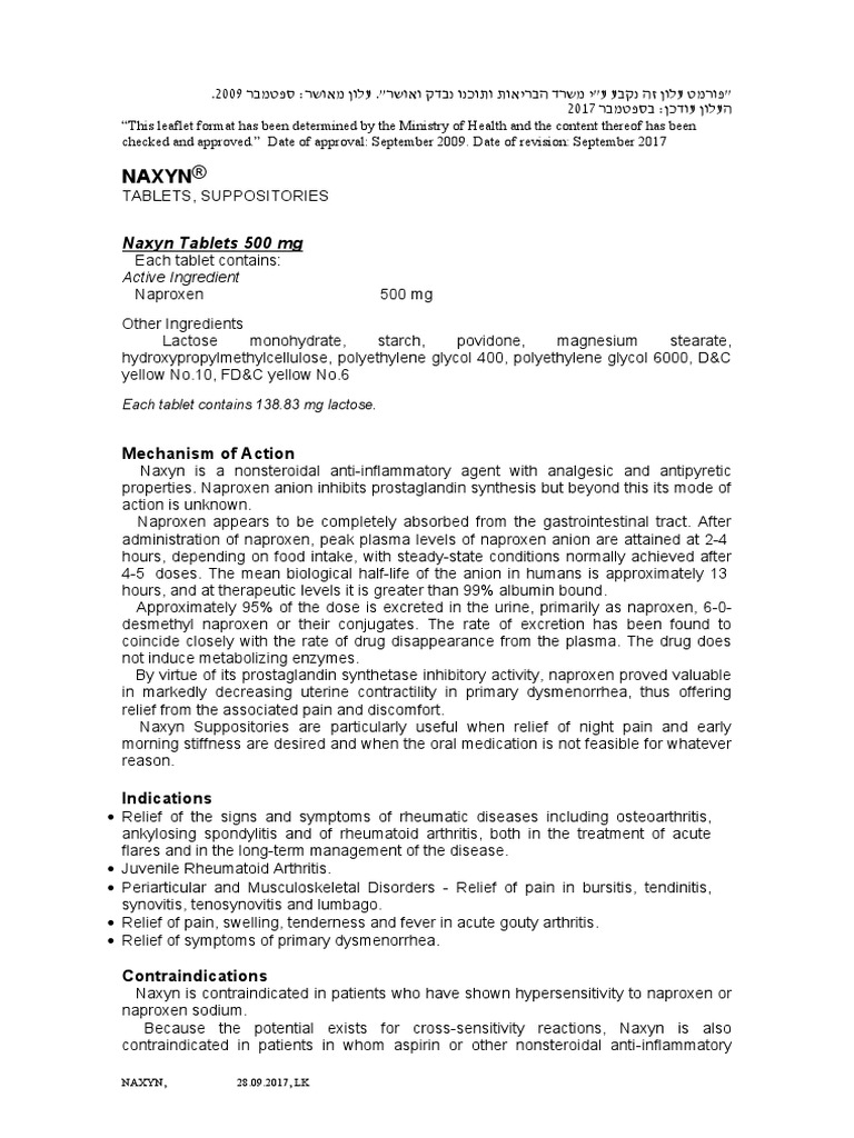 Naxyn Tablets 500 MG | PDF | Nonsteroidal Anti Inflammatory Drug ...