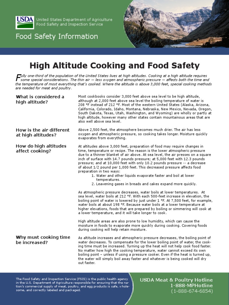 High Altitude Cooking and Food Safety | PDF | Pressure Cooking | Slow ...