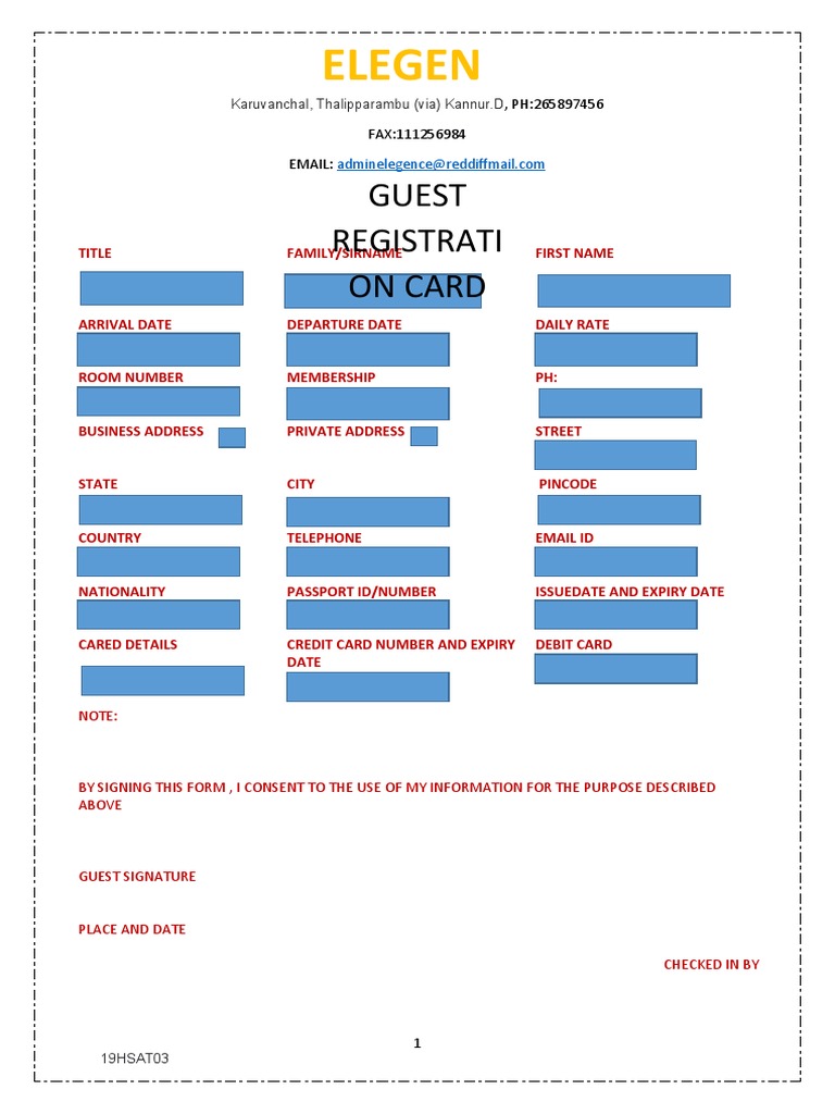 Guest Registration Card PDF