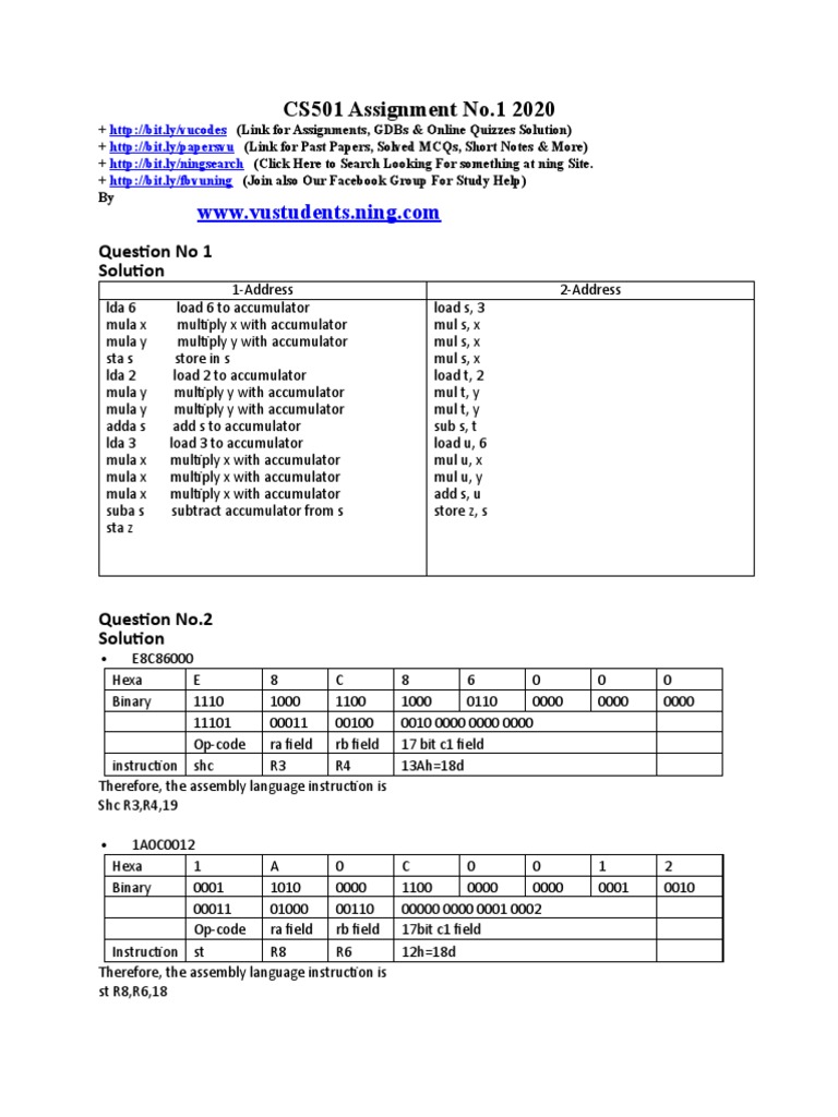 CS501 Assignment 1 Solutions 2020 | PDF