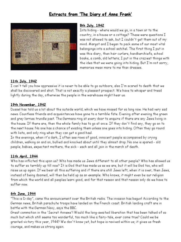 Extracts From The Diary of Anne Frank PDF