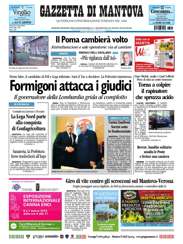 Gazzetta Mantova 5 Marzo 2010 PDF Immagine