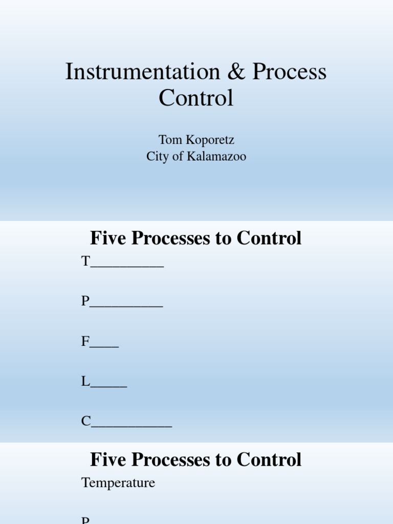 Instrumentation and Control Processes Overview | PDF | Pressure ...