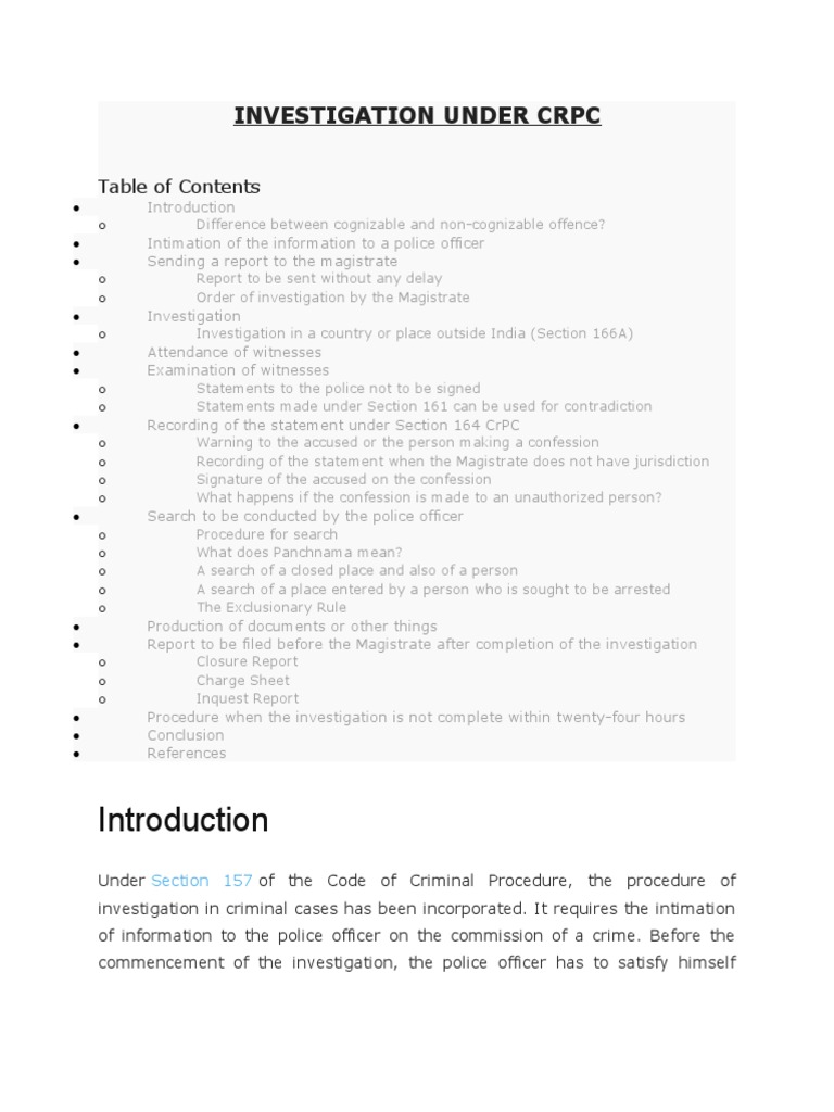 Investigation Under Crpc Download Free Pdf Arrest Criminal