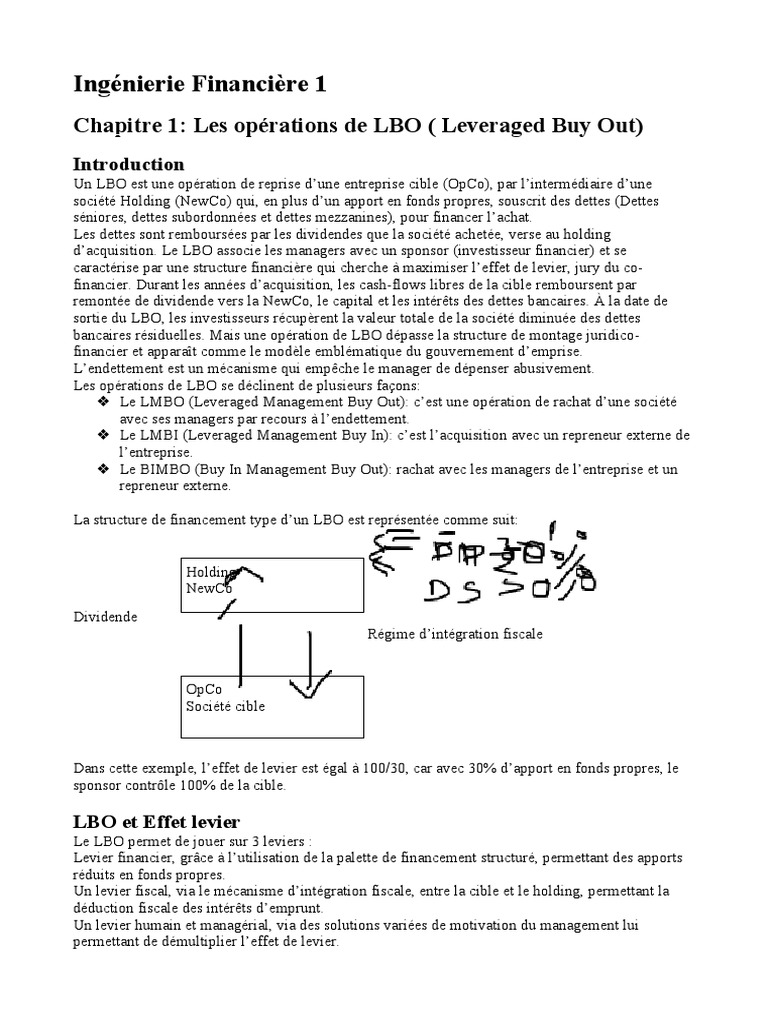 LBO : Levier fiscal et financement | PDF | Achat à effet de levier ...