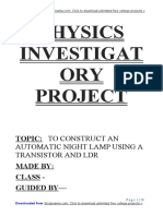 Physics Investigat ORY Project: Topic: To Construct An