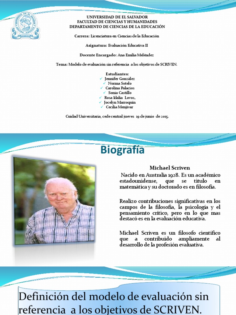Modelo Scriven Evaluación Educativa | PDF | Evaluación | Universidad