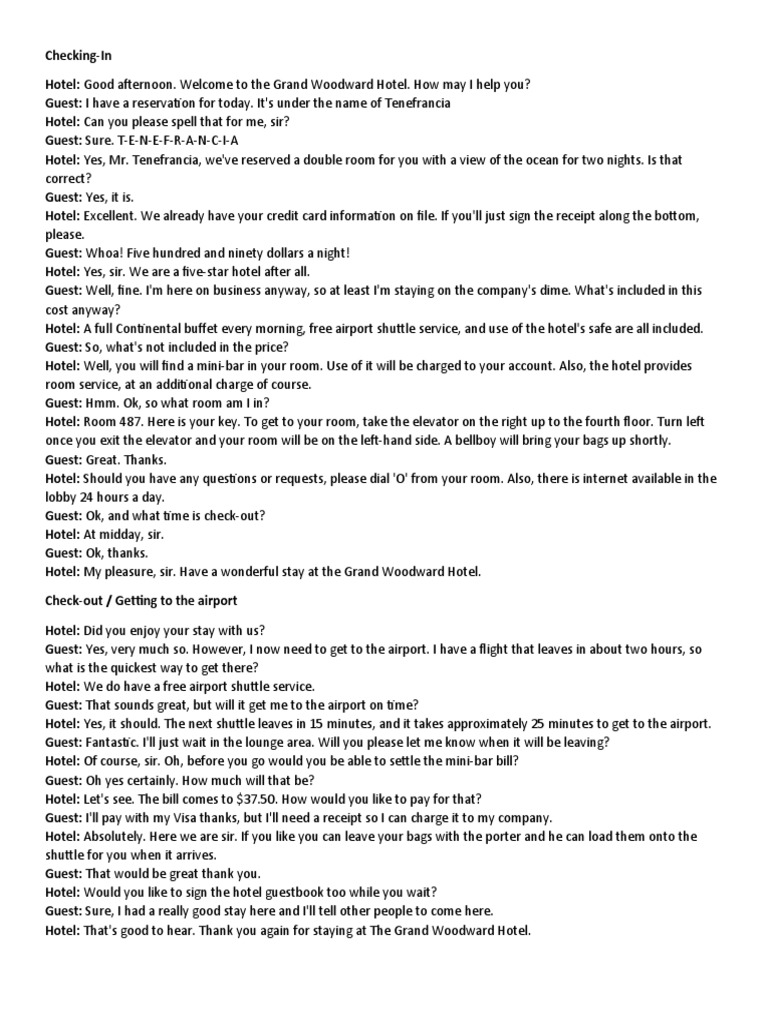 Simulation Script | PDF | Hotel And Accommodation | Leisure