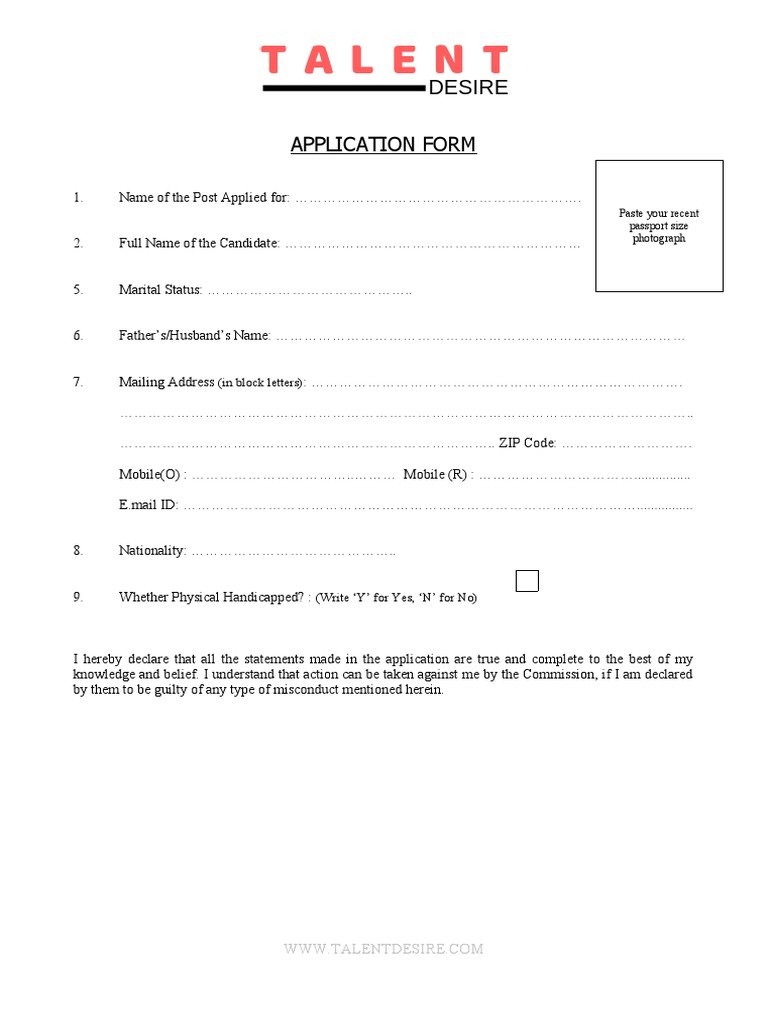 Application Form: (In Block Letters) | PDF | Computers | History