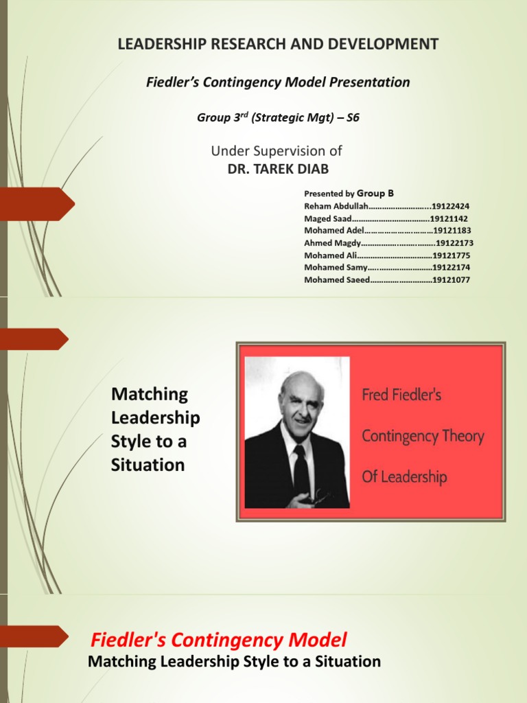 Fiedler's Contingency Model | PDF | Systems Psychology | Leadership