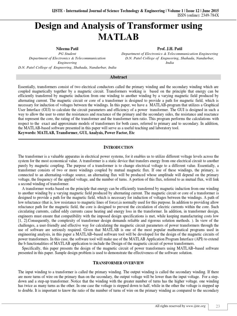 MATLAB-Based Transformer Design Tool | PDF | Transformer | Graphical ...