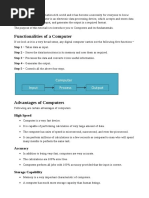 Functionalities of A Computer: High Speed