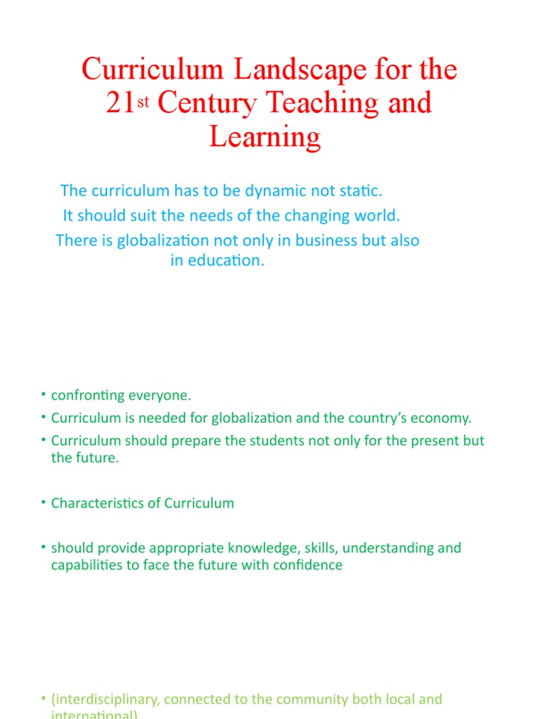 Curriculum Landscape For The 21st Century Teaching | PDF | Curriculum ...