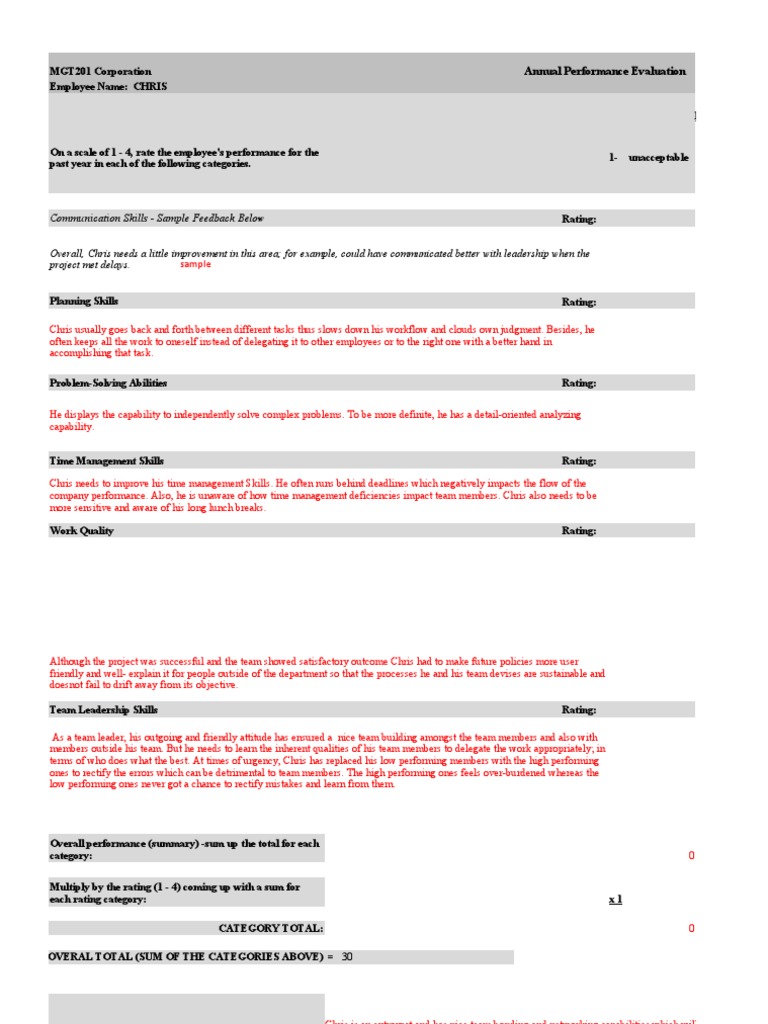 Chris's Annual Performance Review 2020 | PDF | Performance Appraisal ...