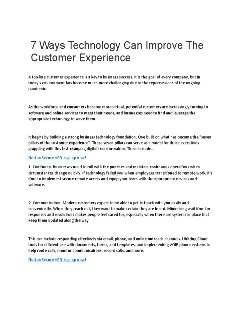 7 Ways Technology Can Improve The Customer Experience | PDF | Customer ...