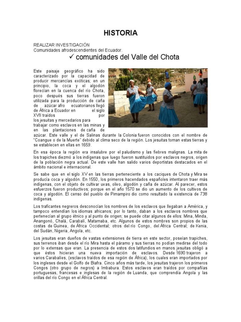 Historia de los afroecuatorianos en Ecuador | PDF | Ciencias sociales ...