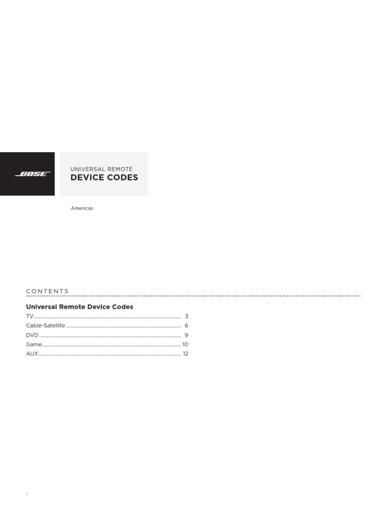 Device Codes: Universal Remote | PDF | Companies Of The United States ...